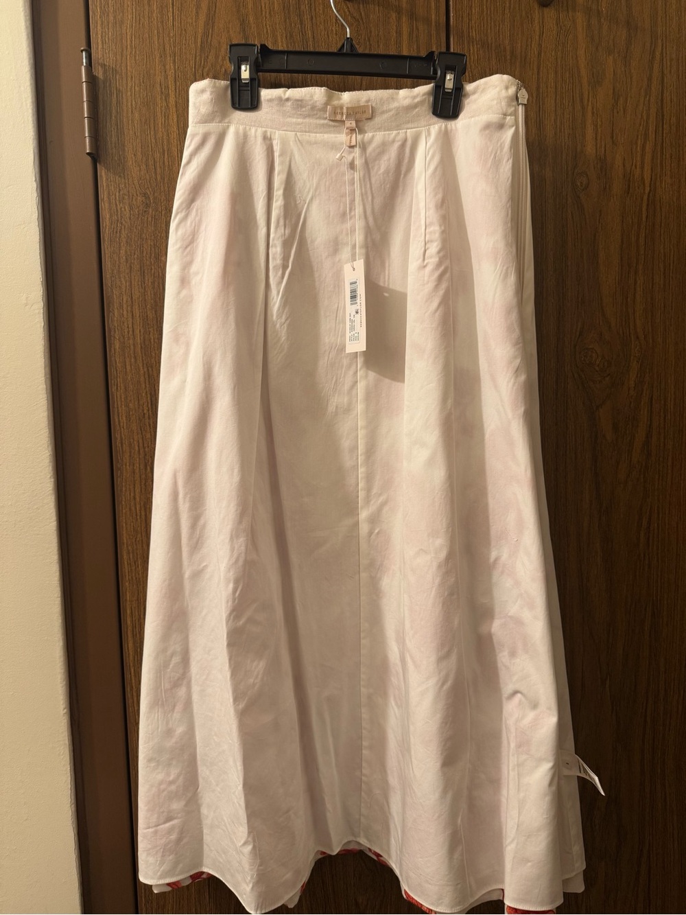 NWT Rebecca Taylor Scarlet Embroidered Linen Skirt Ivory Red Coral Size 6 - Picture 9 of 15